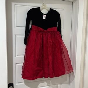 Girls red and black velvet dress
